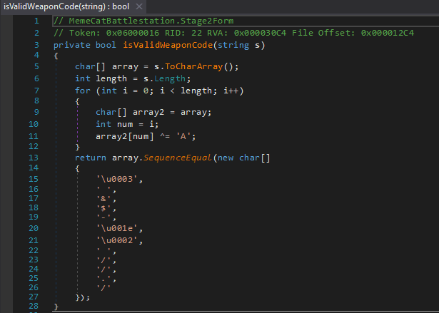isValidWeaponCode Function
