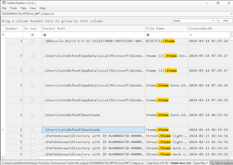 MFT File Analysis